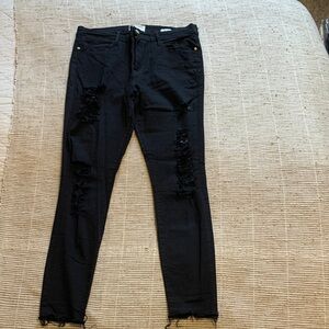 Frame Denim Black Ripped Skinny Jeans